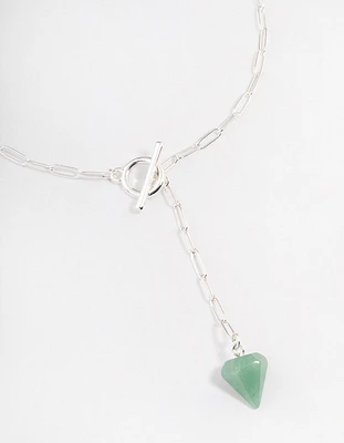 Rhodium Turquoise Charm T&O Necklace