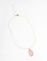 Gold Rose Quartz Organic Pendant Necklace