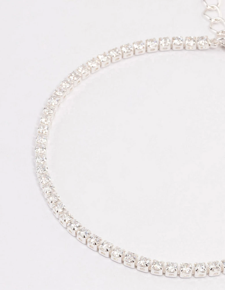 Silver Plated Small Round Tennis Bracelet