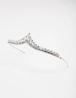 Rhodium Cubic Zirconia Mixed Stone Pointed Crown