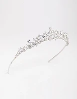 Silver Cubic Zirconia Mixed Marquise Floral Crown