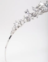 Rhodium Cubic Zirconia Mixed Marquise Floral Crown
