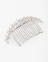 Rhodium Cubic Zirconia Floral Arch Hair Comb