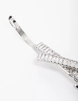 Rhodium Cubic Zirconia Criss Cross Celestial Hair Clip