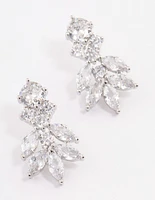 Rhodium Navette Mini Drop Earrings