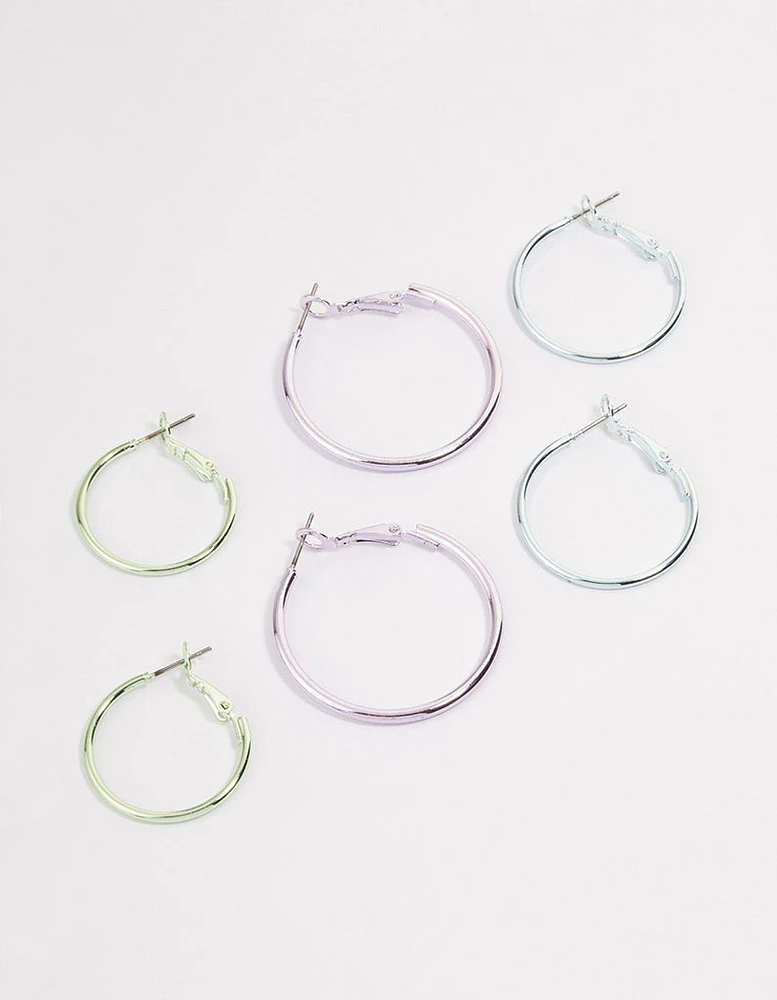 Silver Metallic Hoop Earrings Pack