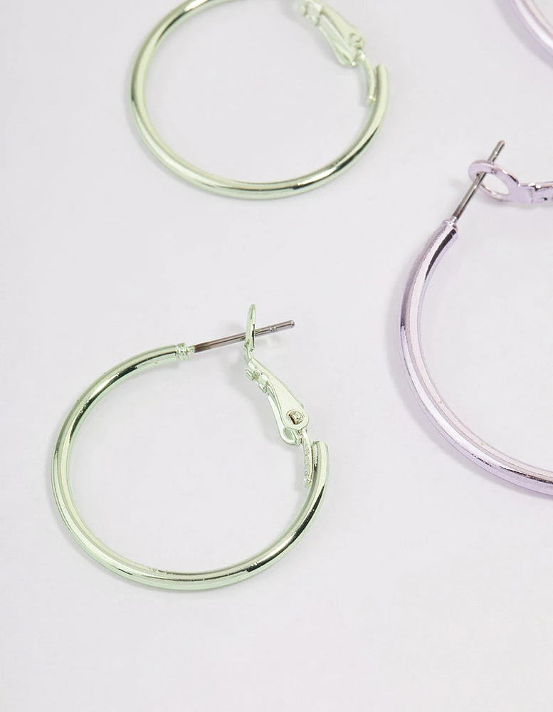 Silver Metallic Hoop Earrings Pack