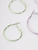 Silver Metallic Hoop Earrings Pack