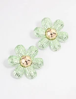 Silver Oversized Flower Stud Earrings