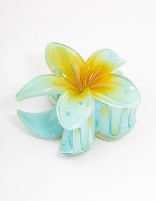 Blue Ombre Tropical Flower Claw Clip