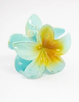 Plastic Blue Ombre Tropical Flower Claw Clip