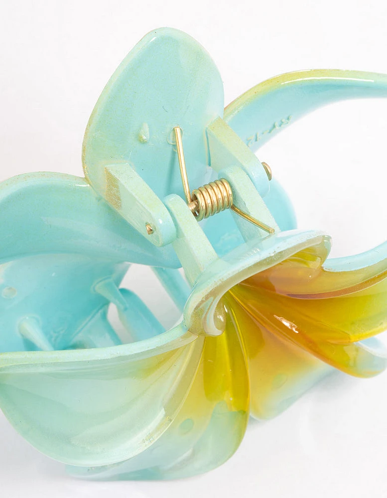 Plastic Blue Ombre Tropical Flower Claw Clip