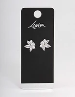 Silver Lotus Stud Earrings