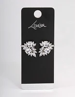 Rhodium Statement Cluster Earrings