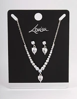 Silver Pear Drop Jewellery Set