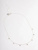 Silver Plated Classic Diamante Droplet Necklace