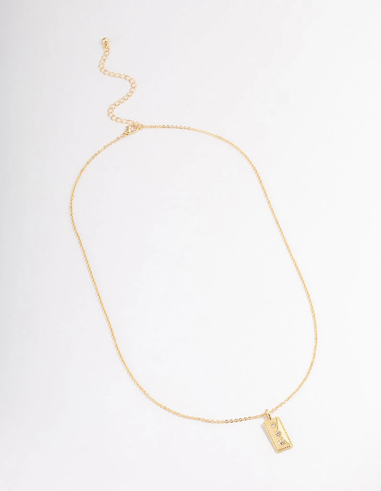 Gold Plated Triple Star Bar Necklace