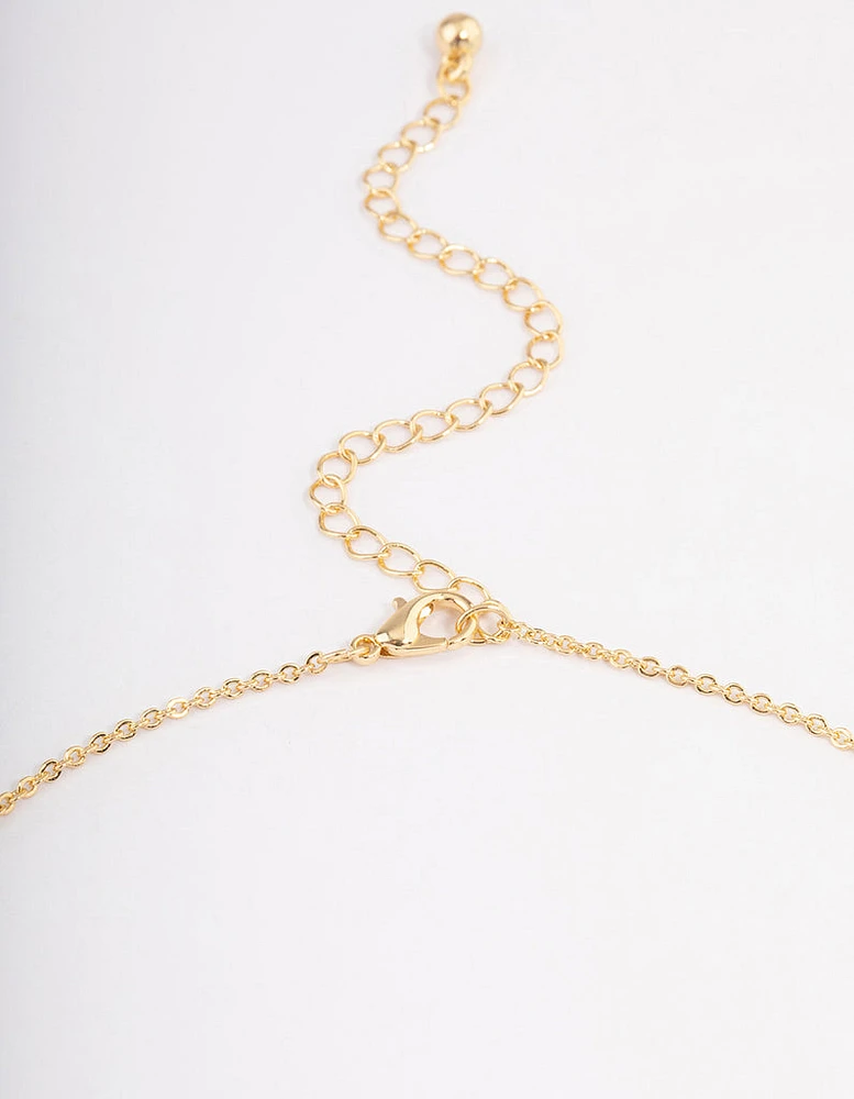 Gold Plated Triple Star Bar Necklace