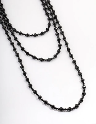 Coated Black Triple Row Bead & Facet Necklace