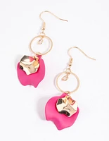 Fuchsia Open Circle & Petal Drop Earring