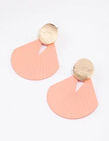 Peach Open Fan Disc Drop Earrings