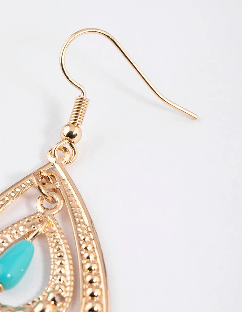 Turquoise Double Open Teardrop Earrings