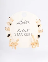 Black Serpent Cuff Earrings 6-Pack