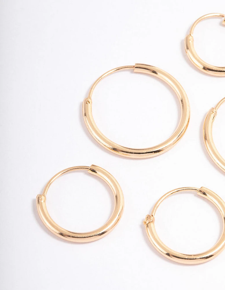 Gold Basic Skinny Graduating Earrings Pack