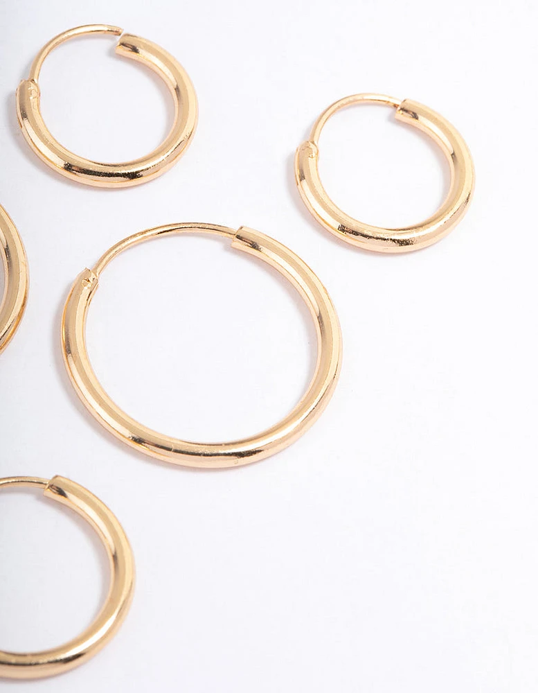 Gold Basic Skinny Graduating Earrings Pack