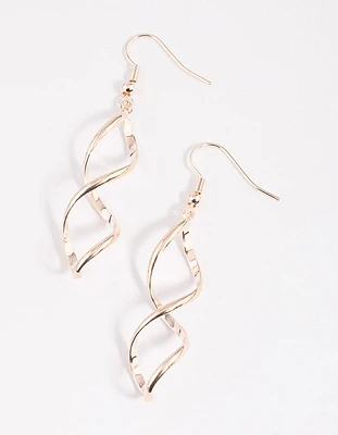 Rose Gold Spiral Drop Earrings