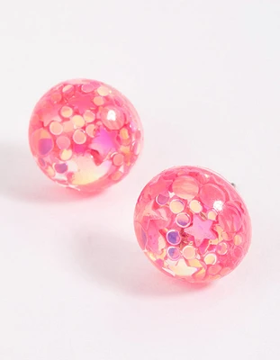 Pink Resin Petals Stud Earrings