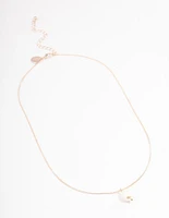 Rose Gold Freshwater Pearl Drop Necklace