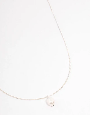 Silver Freshwater Pearl Drop Necklace