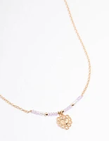 Gold Ornate Heart & Pearl Necklace