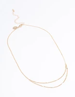 Gold Clamped Cable Double Necklace