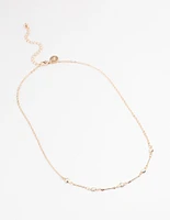 Gold Encased Pearl Station Necklace