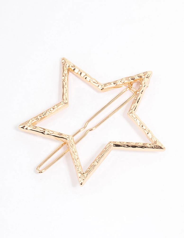 Gold Open Textured Star Clip