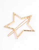 Gold Open Textured Star Clip