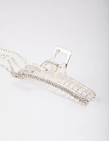 Silver Waterfall Diamante Hair Claw