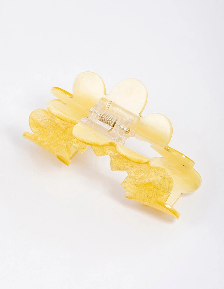 Plastic Yellow Small Curved Cut Out Claw Clip