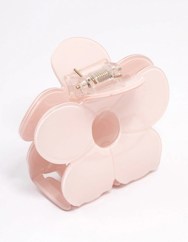 Acrylic Pink Cut Out Flower Claw Clip