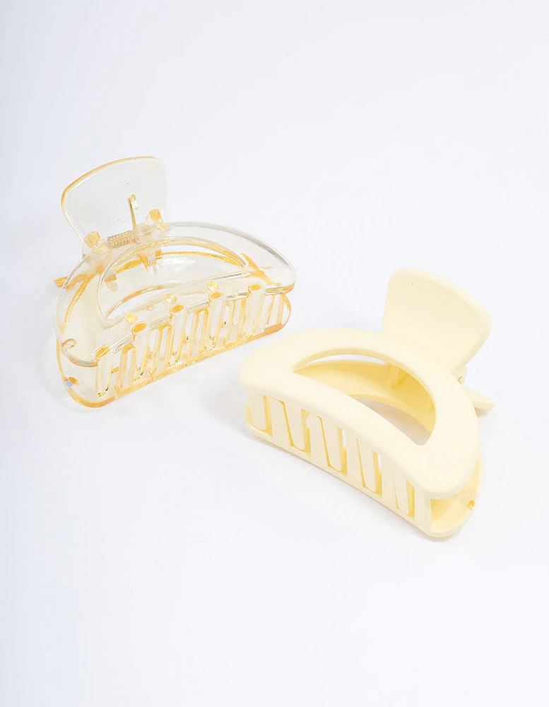 Plastic Yellow Half Moon Claw Clip Pack