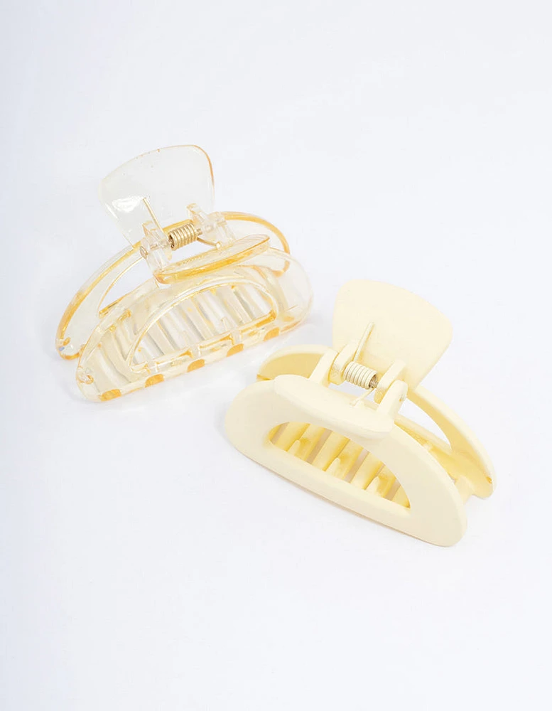 Plastic Yellow Half Moon Claw Clip Pack