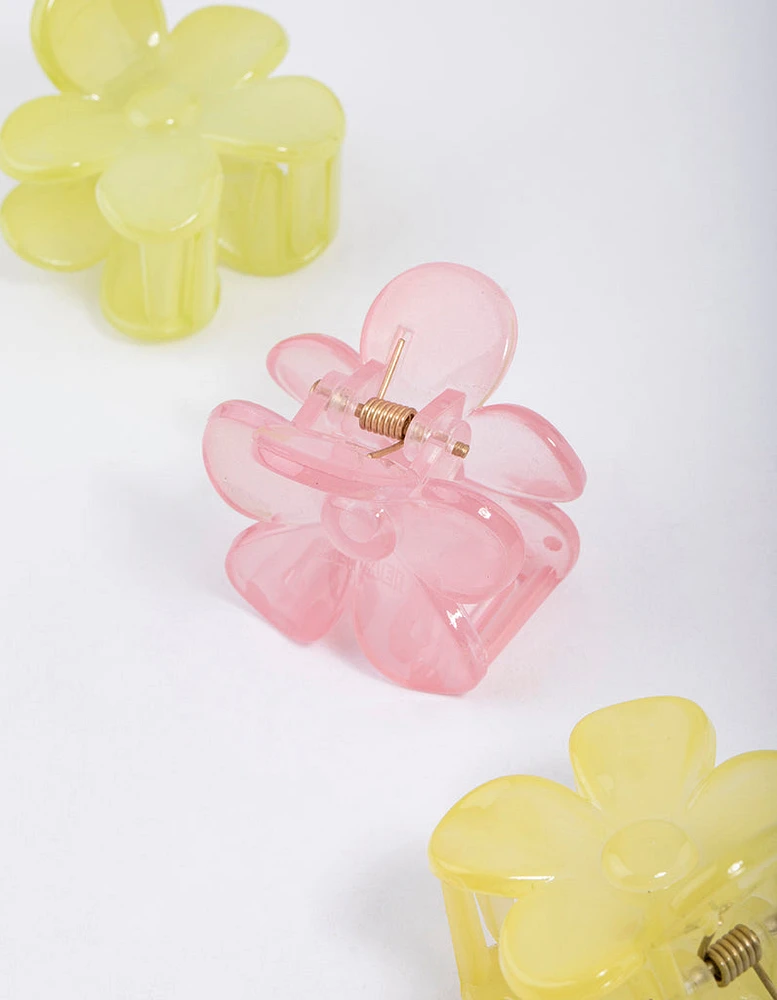 Plastic Flower Flower Claw Clip Pack