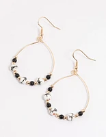 Black Ceramic Beaded Wire Drop Earrings