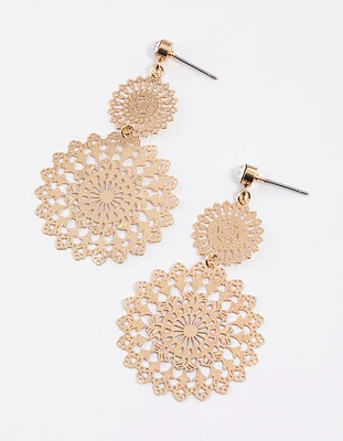 Double Filo Disc Drop Earrings