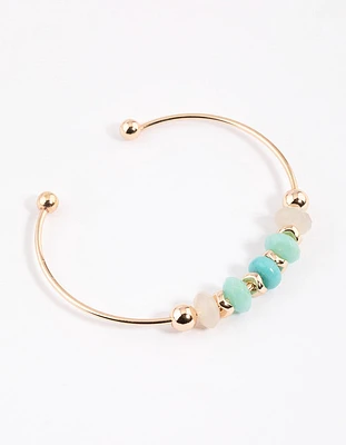 Gold Mixed Facet Bangle