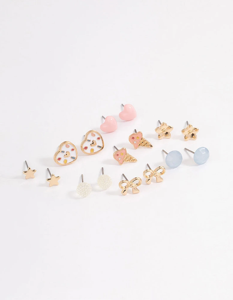 Pastel Heart & Ice Cream Earrings 8-Pack