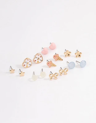 Pastel Heart & Ice Cream Earrings 8-Pack