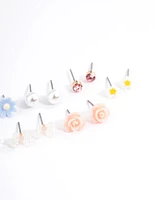 Pastel Mixed Flower Earrings 8-Pack
